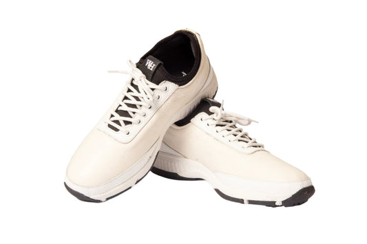 W&H Ace - Deerskin Men's Golf Shoes in White and Black