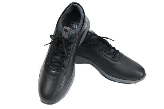 W&H Ace - Deerskin Men's Golf Shoes in All Black
